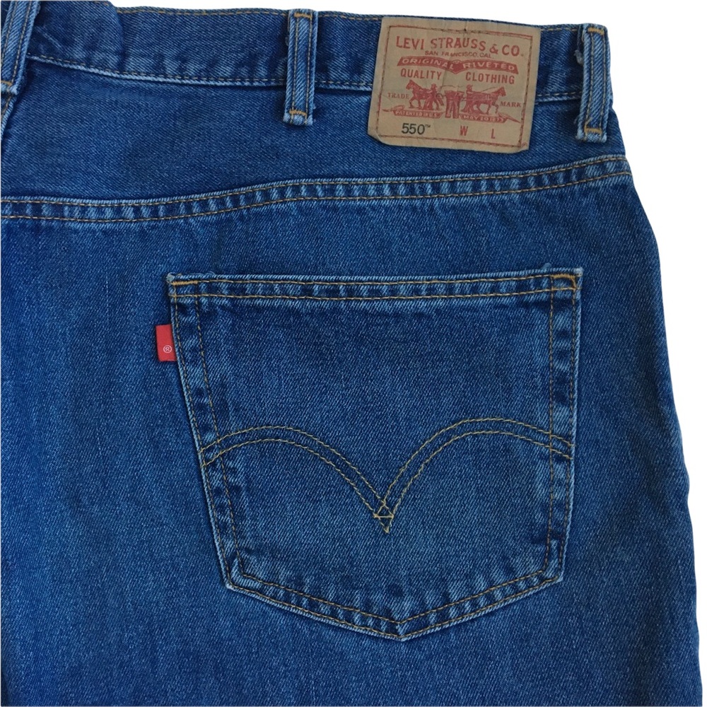 Levi’s 550 Relaxed Fit Medium Wash Blue Denim Jeans 46X30 - Picture 7 of 17